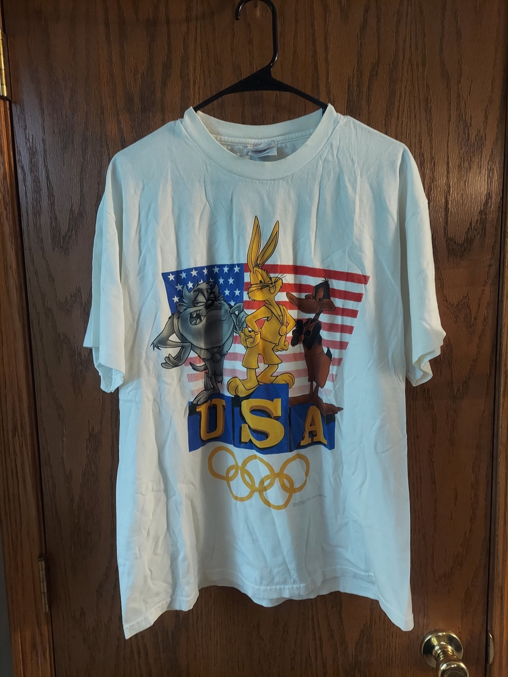 Vintage 1995 Looney Tunes Olympics T-Shirt USA Bugs Bunny Hanes Heavyweight L